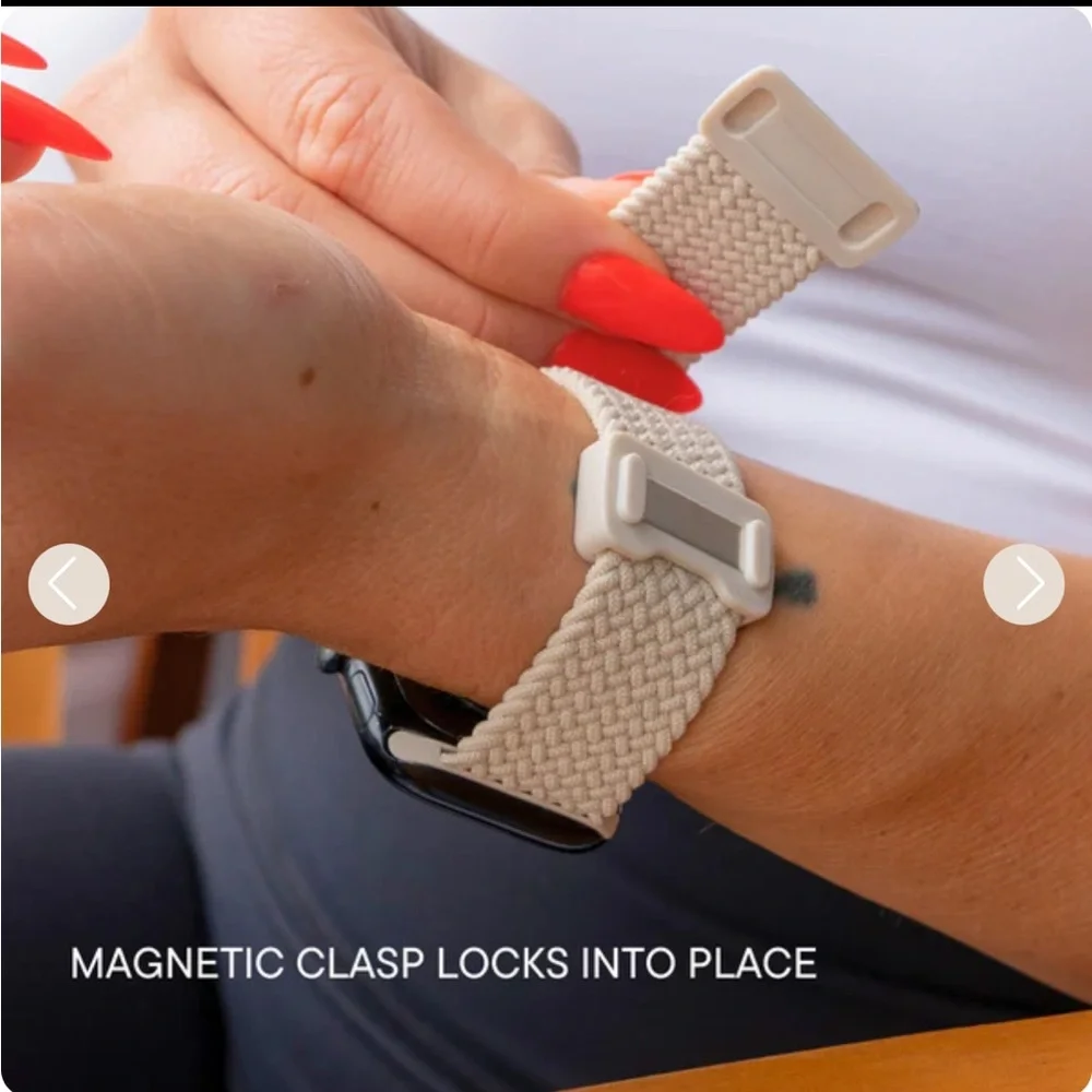 Solace Cream Braided Loop Watch Band for Women - Picture 9 of 10